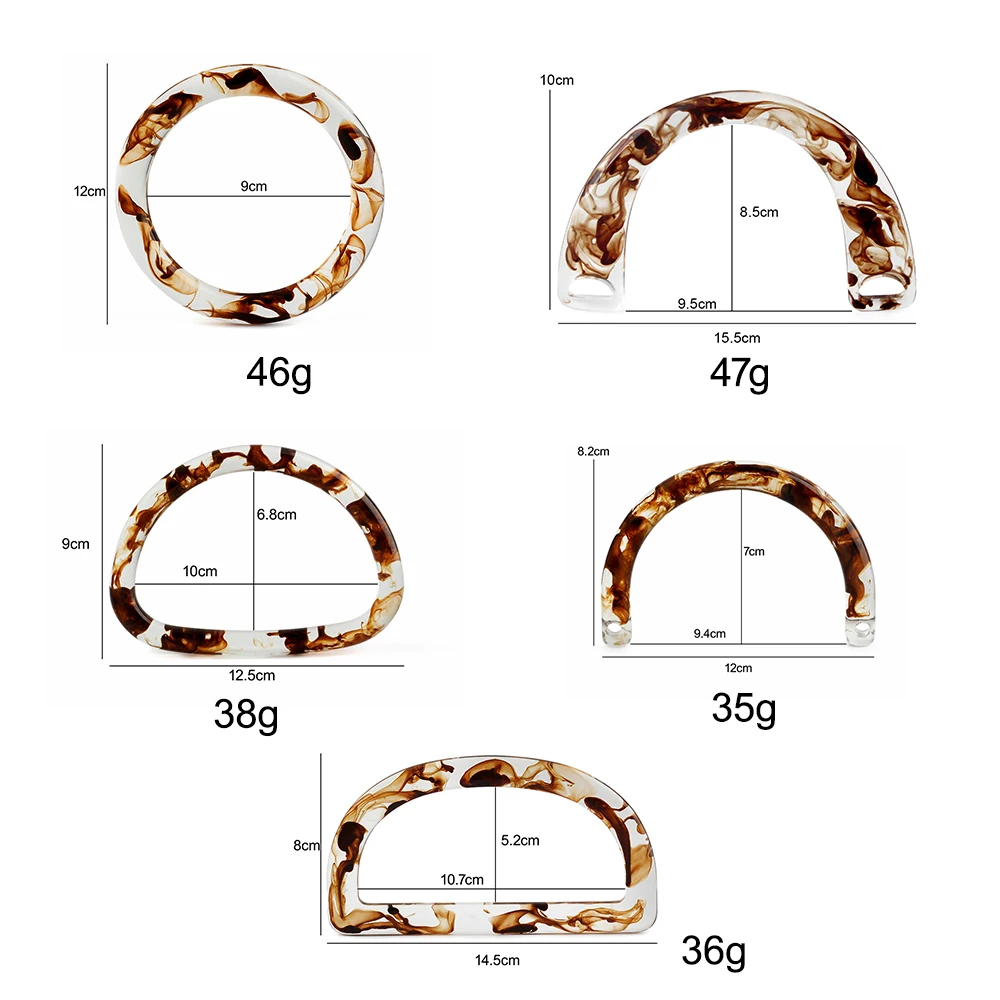 2/4/10PCS Coffee Round U-shaped Bag Resin Handle Wallet Frame With Square Buckle For DIY Crossbody Handbag Shoulder Accessories