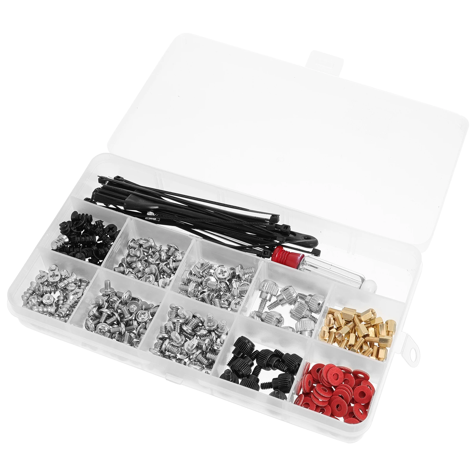 

Screw Set Kit Storage Box Assembling Computer Mounting Tools Plastic ganizer Case Cable Ties Washers Knobs Hardware Accessories