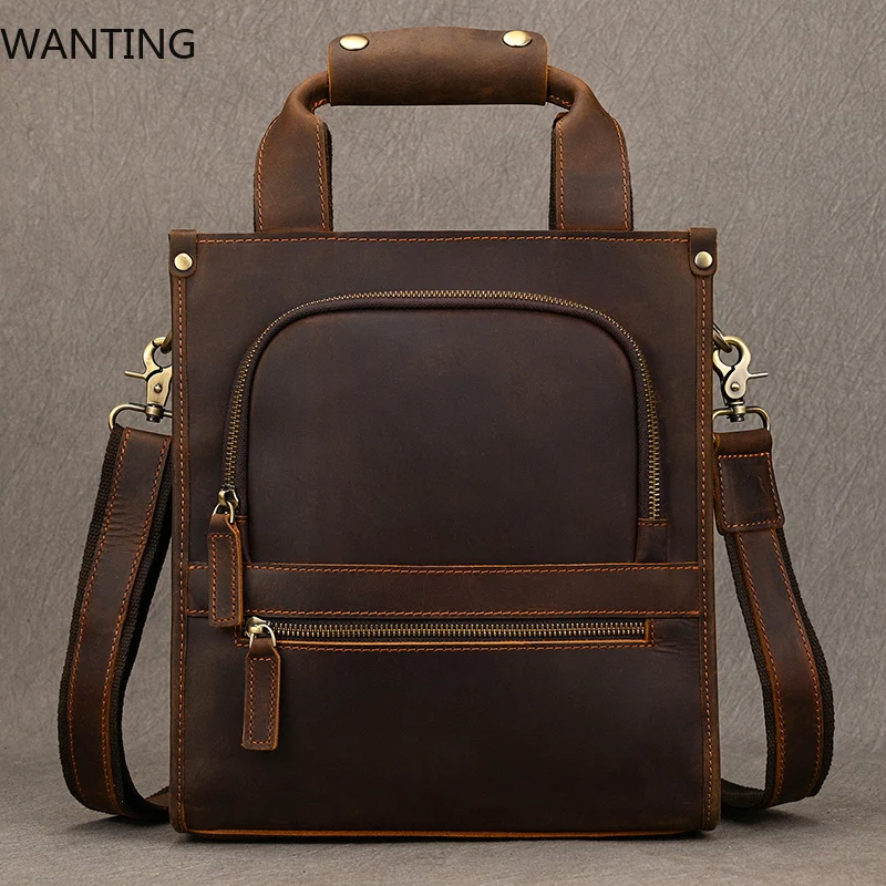 2024 الوافدين الجدد جلد طبيعي محمول حقيبة يد للرجال الذكور حقيبة كتف جلدية حقيقية حقيبة كروسبودي حقيبة ريترو الموضة