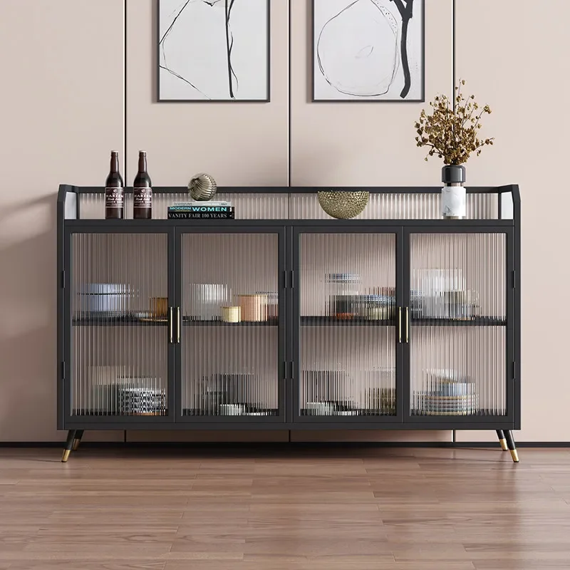 tempered glass dining side cabinet storage modern living room entrance  wine against the wall narrow side tea cabinet