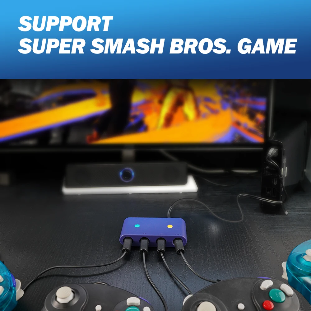 TicKnot 4 Ports Game Controller Converter For GameCube GC Gamepad USB Adapter For PC/Wii U/Switch Console With Trubo Function