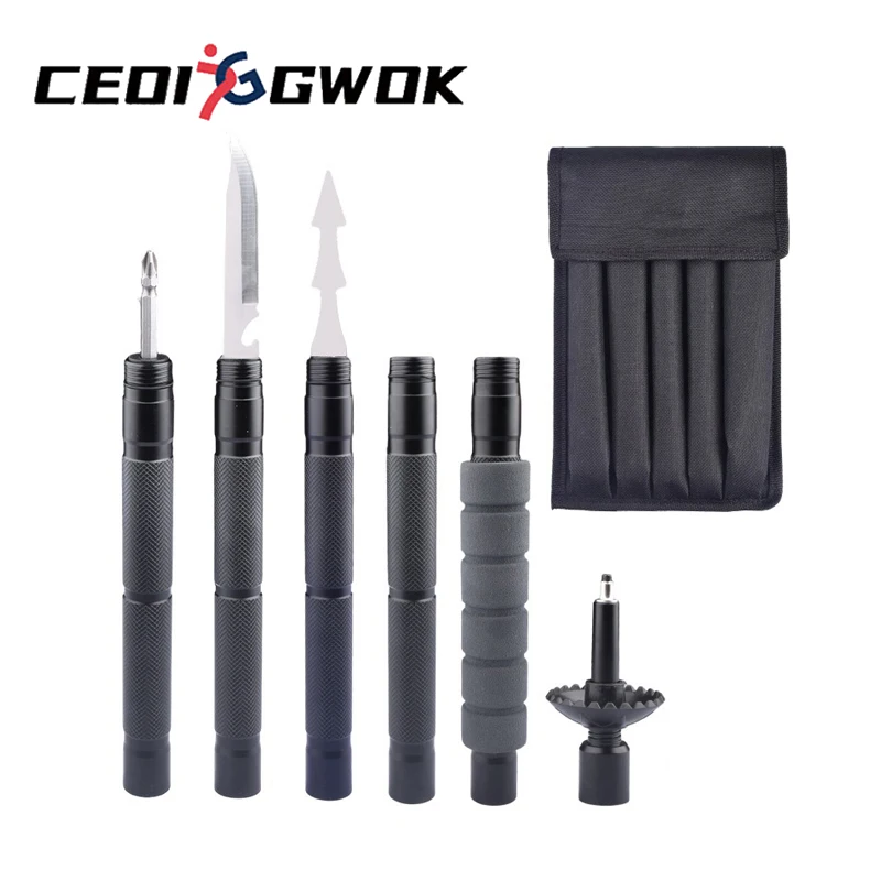 

CEOI GWOK Lightweight Aluminum Folding Trekking Poles Hiking Camping Outdoor Adjustable Anti Slip Walking Stick Multi Function