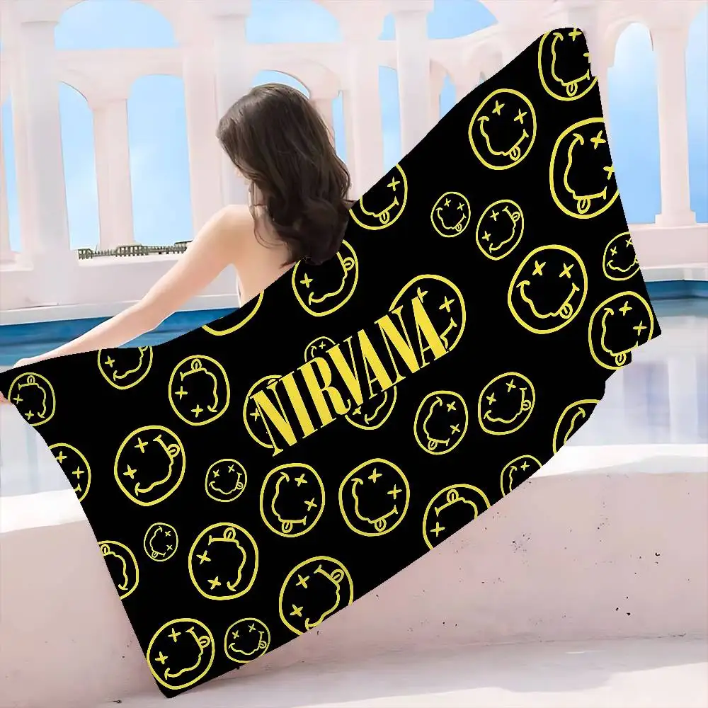Hot Band N-Nirvanas Rock Microfiber Blanket Quick Drying Beach Towels Oversized Printing Super Absorbent Pool Towel Blanket