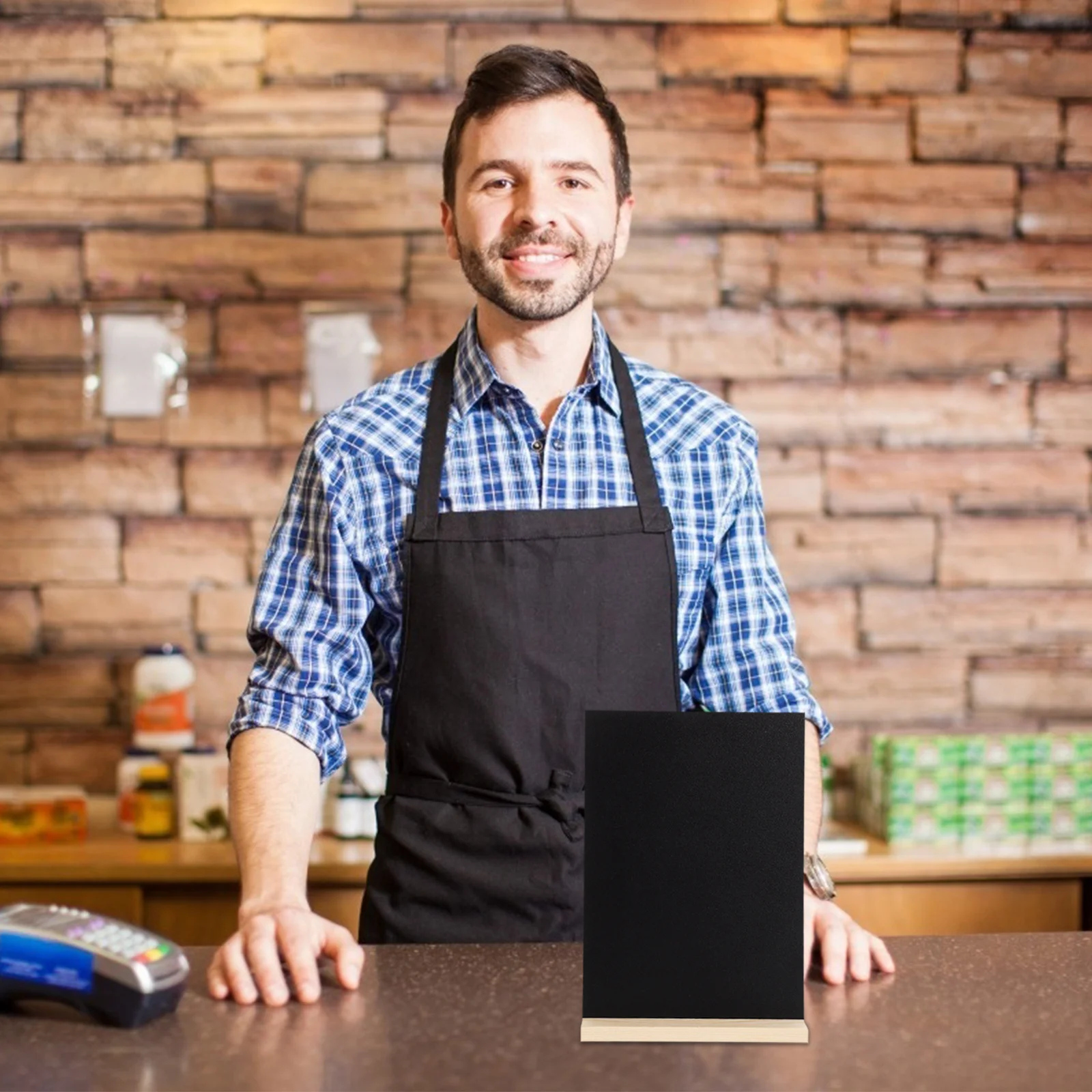 2 مجموعة سطح المكتب السبورة مجموعة علامة السبورة الخشبية للمنزل فندق بار لوحات الطباشير الصغيرة مع حامل عرض الطاولة #1