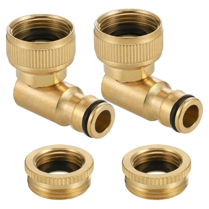 

Pack Of 2 Brass Garden Hose Elbow Connectors 90 Degree Rotating Tap Adapters T21C