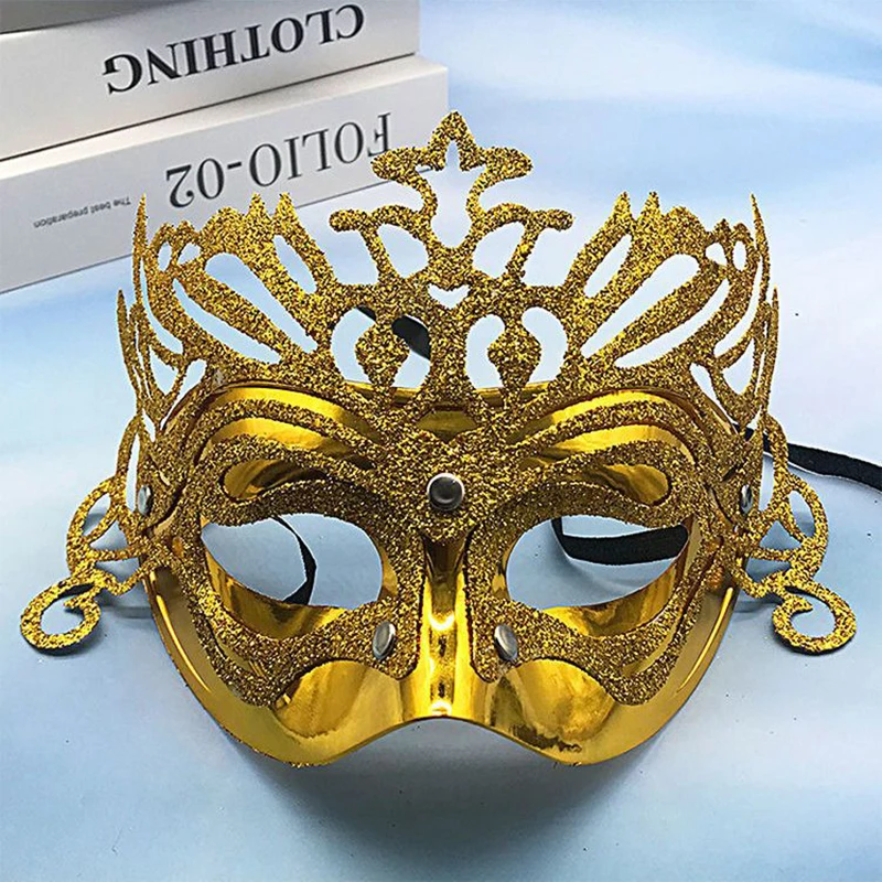 Gold Powder Women Masquerade Mask Spliced Hollow Out Fashion All-match Cosplay Party Prom Aldult Accessories Halloween Christmas