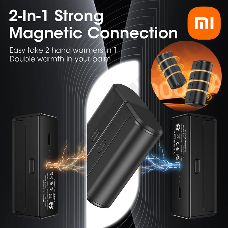 Xiaomi Magnetic Hand Warmer Split Type Fast Heating 2in1 Rechargeable Safety Portable 3Temperature Setting Warmer for Winter