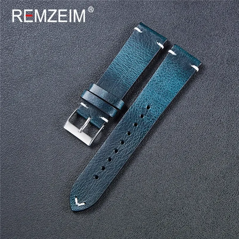 REMZEIM Quick Release Leather Watchbands 18mm 20mm 22mm Casual Belt Smart Watch Strap Soft Leather Bracelet Wrist Watch Band