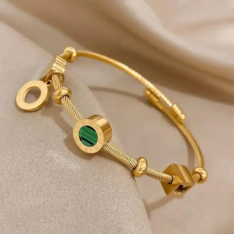 

팔찌 Greatera Cubic Zirconia Inlaid Stainless Steel Bangles Bracelets for Women Gold Silver Color Charm Bracelet Jewelry Pulseras