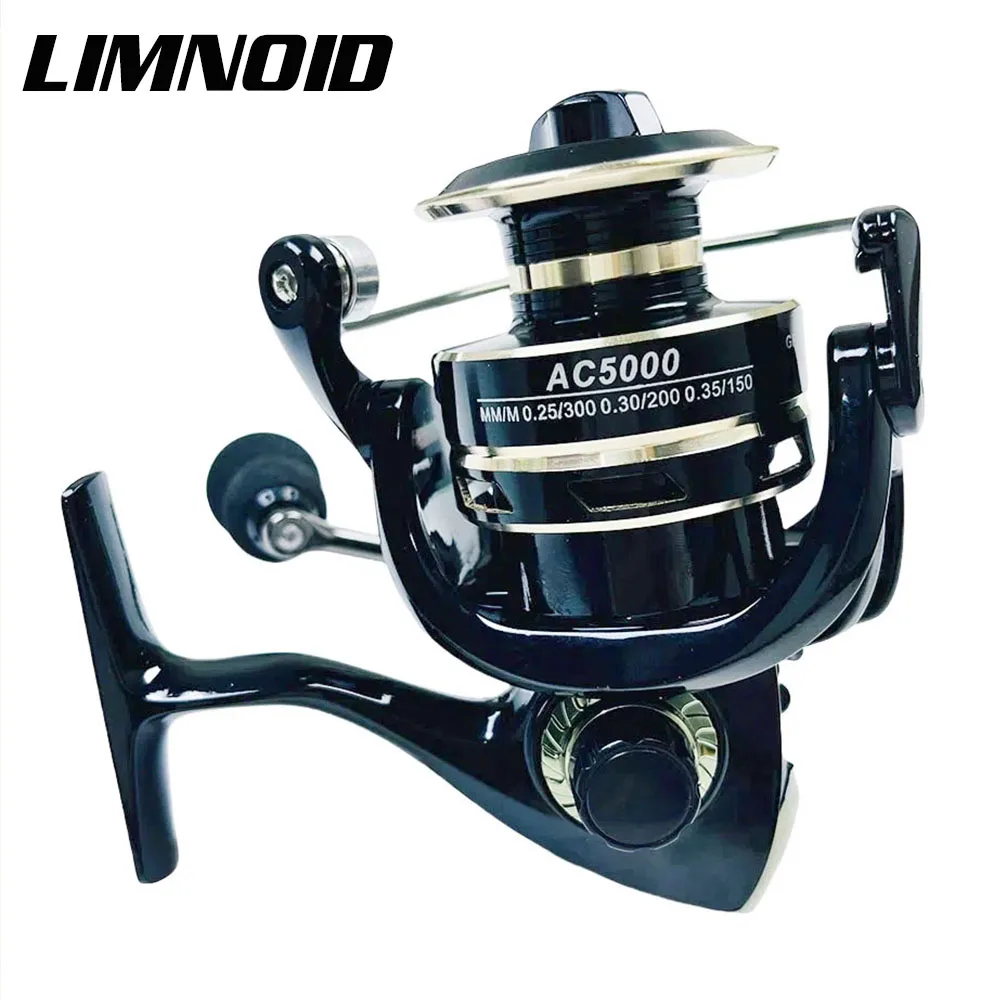 Limnoid AC2000-5000 Spinnrolle mit Vollmetallspule, 10KG Max Bremskraft, Messinggetriebe, 5.2:1 Hochgeschwindigkeit für Süß- und Salzwasserfischerei