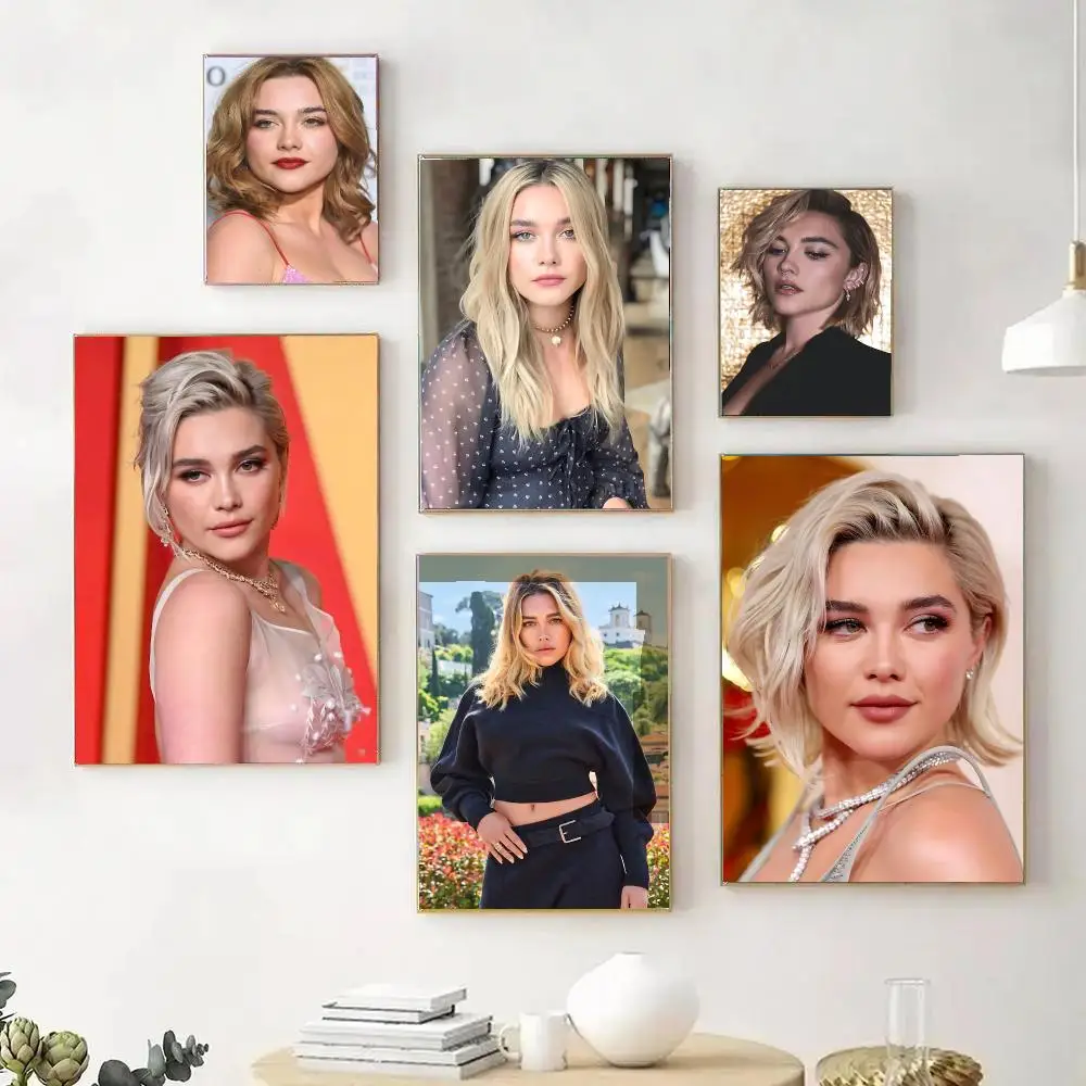 Famous Actress F-Florence P-Pugh Poster Wall Art Print Sticker for Bedroom Living Room Dorm Office Modern Home Decor