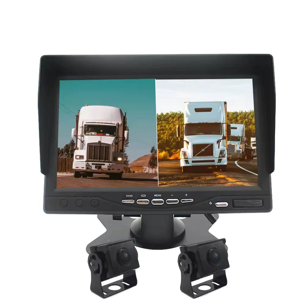 7-Inch AHD 1080P Truck Recorder 2 Cameras Monitor Waterproof Night Vision Reversing Parking Kit 4 Pin/AV Cable RV