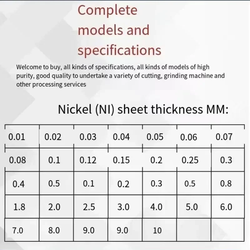 

High purity nickel foil N4 N6 battery nickel sheet Metal tool Metallic material Experimental study Ni99.99%