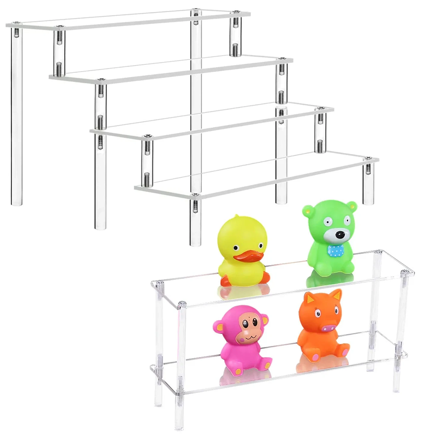 

Ladder/Vertical Acrylic Display Stand Display Riser Shelf for Cupcake Perfume Cosmetics Doll Décor Organizer Funko POP Figures