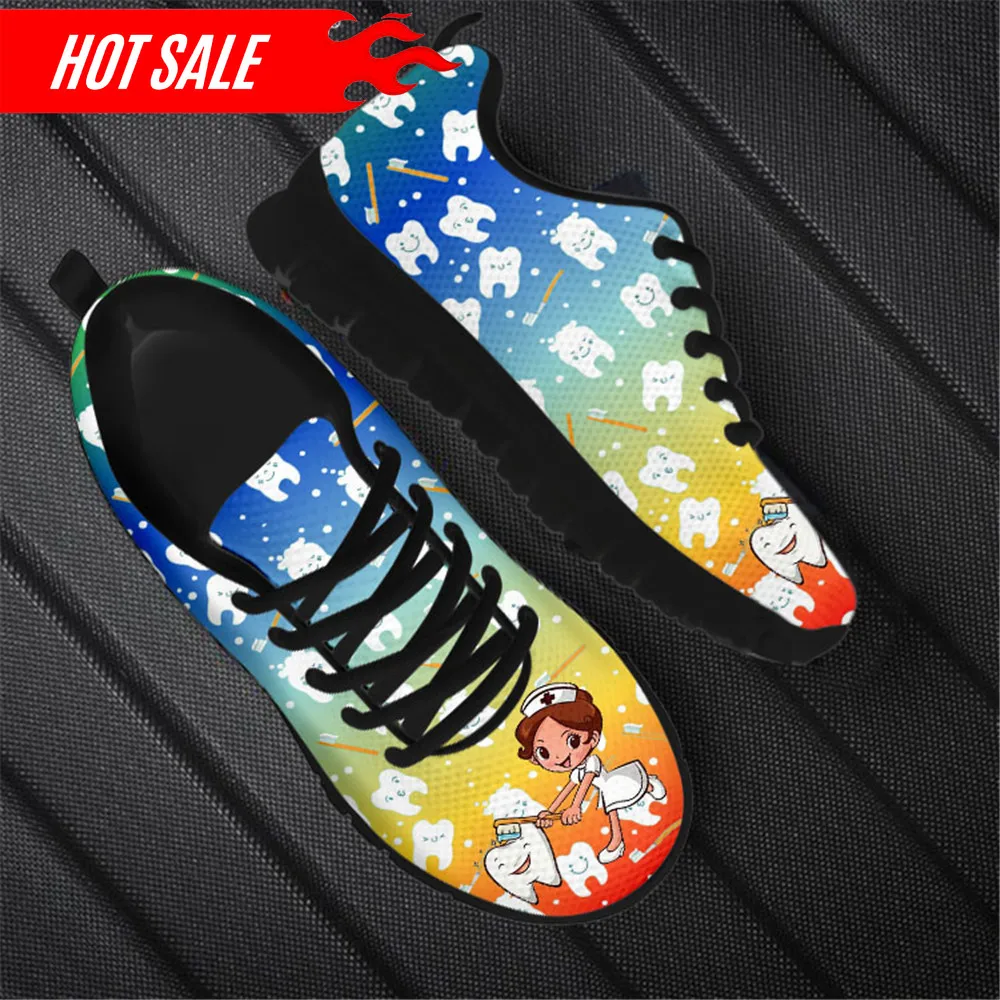 Rainbow Teeth/Tooth/Dentist Pattern Women's Nurse Shoes Casual Air Mesh Sneakers Ladies Lightweight Footwear Mujer
