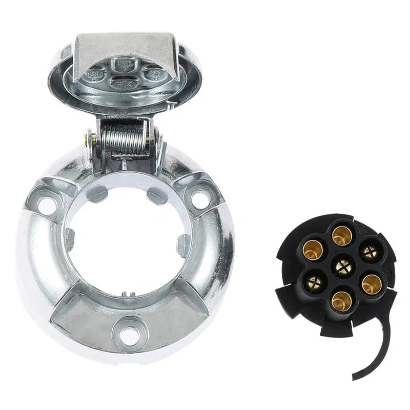 NEW Durable 7 Pin Aluminium Alloy Plug Trailer Truck Towing Electrics 12V Connector EU Plug Professional Replacement For Truck