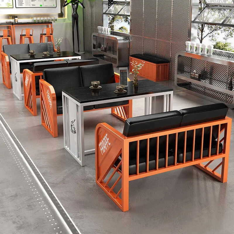 Industrial-style Wrought Iron Sofa Booth Commercial Use Dining Rooms Bars Lounges Cafes Milk Tea Shops Table Chair Combination