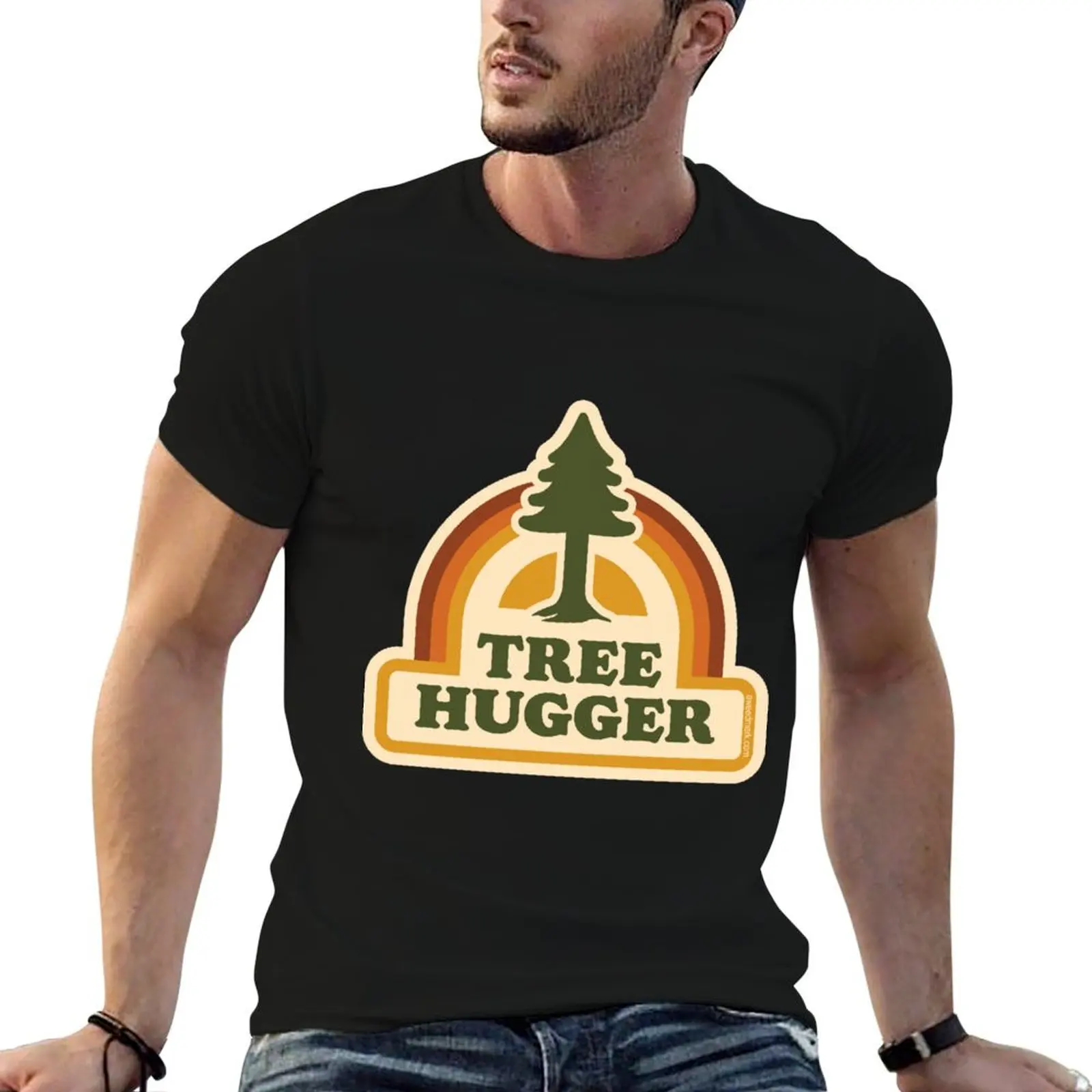 Retro Tree Hugger T-Shirt Festival Party Tee Top