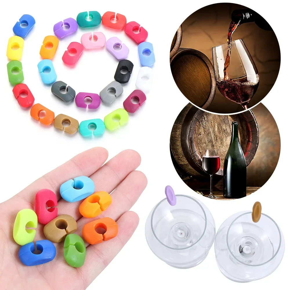 24 Colorful Silicone Red Wine Glass Marker Creative Drinking Glass Identification Tag Cup Labels Bar Party Wedding Supplies