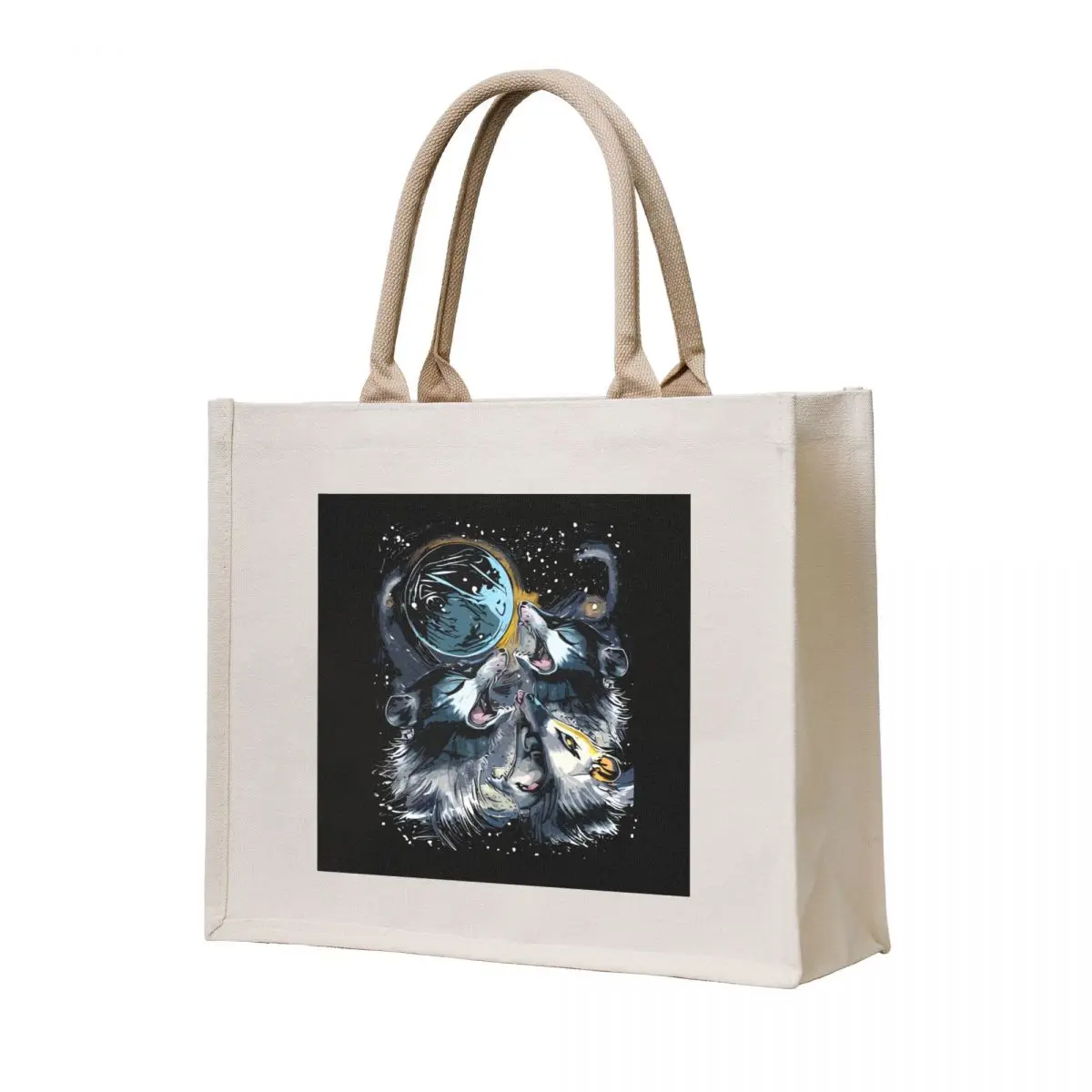 

Three Opossums Howling at the Moon Funny Possum Tote Bag eco pack canvas tote bag Custom bag shopping