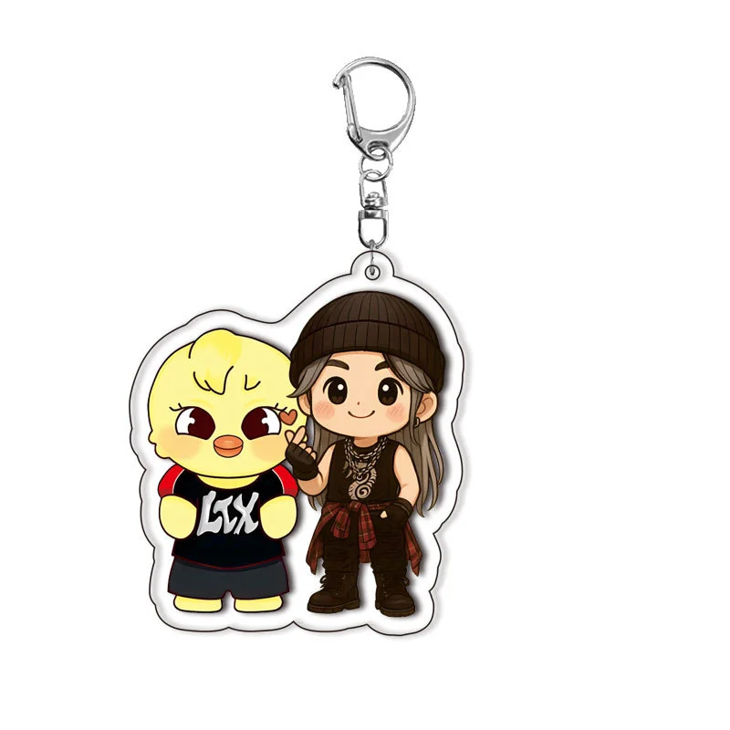

SKZOO Stray Kids Cartoon Pattern Acrylic Double sided Keychain DIY Personalized Pendant Idol Image Felix Bangchan K-POP Keychain