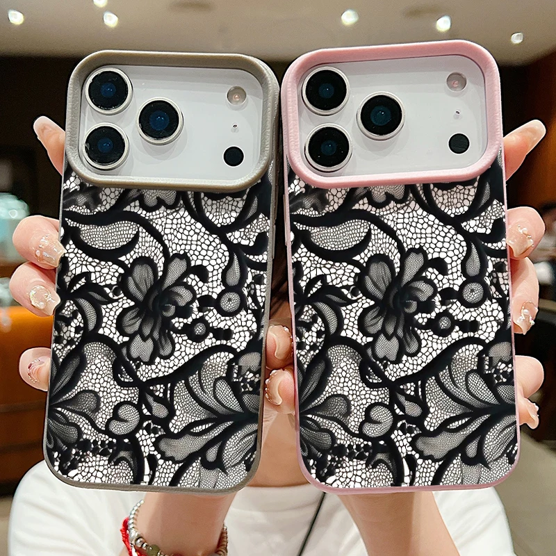 Schwarze Spitzenmuster-Silikon – Phone Cases Leather Bewertung und Preis