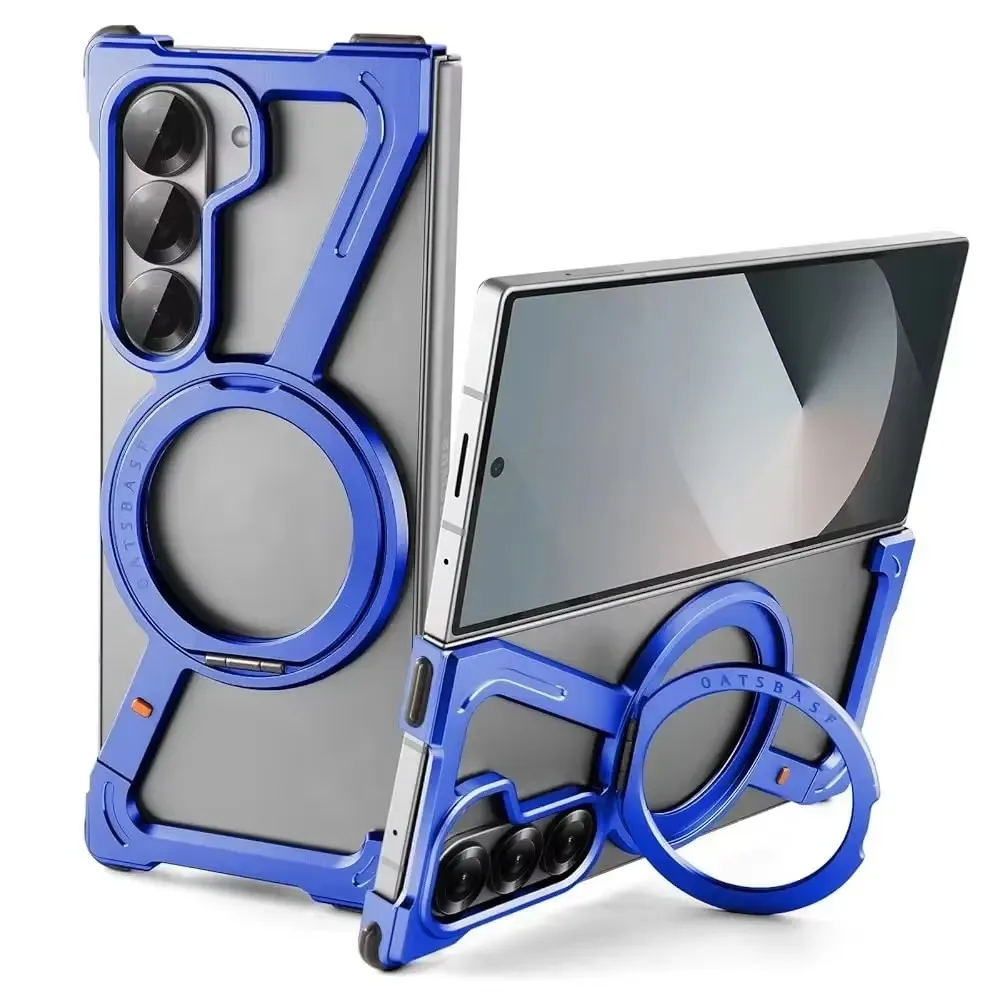 

360°Magnetic Rotating Bracket Phone Case For Samsung Galaxy Z Fold 6 5 7 Frameless Bumper Frame Aluminium Alloy Protective Cover