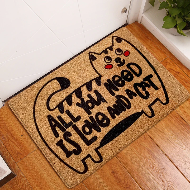 Kitchen Carpet Floor Mats for Living Room Welcome Mat Animal Cute Cat Doormats Kitchen Mat Bathroom Anti-Slip Rug Door Carpet