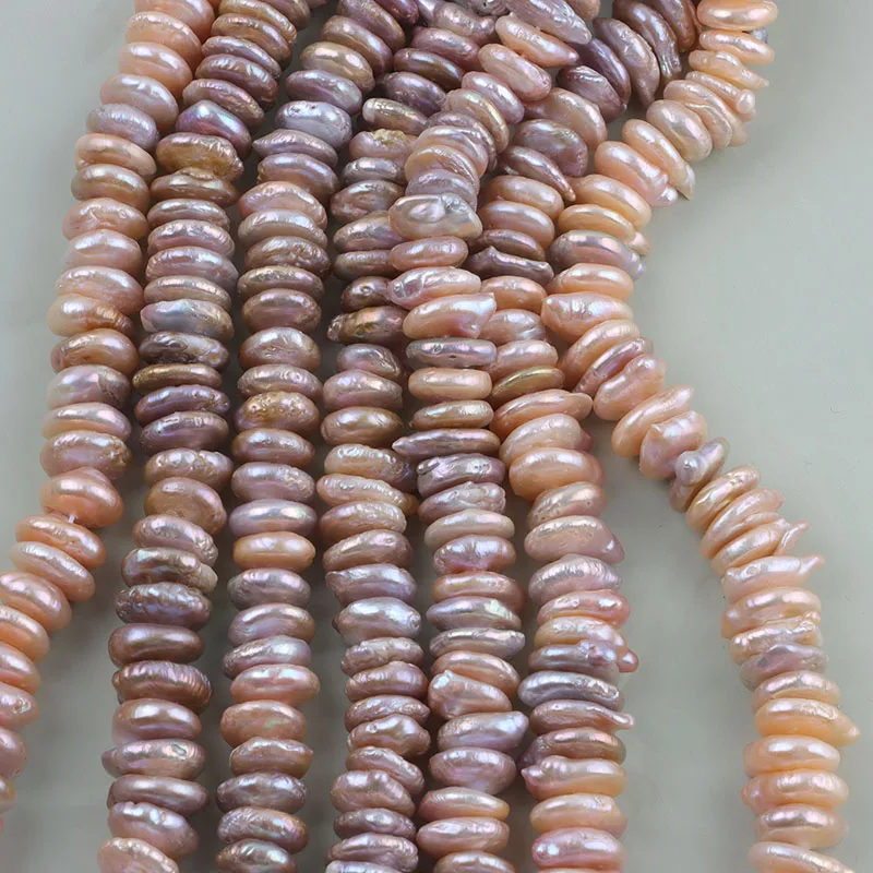 16 inches 12-13mm White Center-Drilled Rondelle Natural Coin Pearls Loose Strand