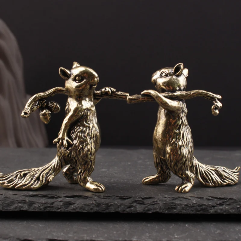 زخرفة مكتب مكتب من النحاس الصلب، زينة مضادة للسنجاب، شاي برونزي، هدية حرفية للحيوانات الأليفة، قطعة محمولة #1