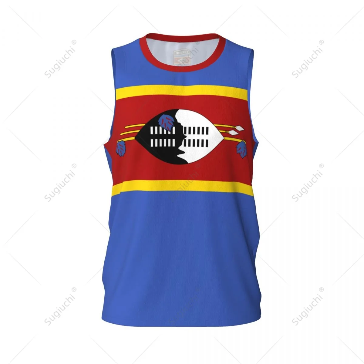 Eswatini Flag Men Basketball Sports Running Fitness Multifunction Sleeveless tshirt Exclusive Custom Name Nunber
