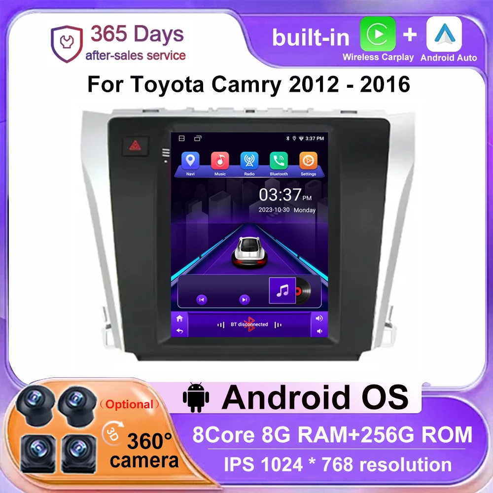 

For Toyota Camry 2012 - 2016 9.7 '' Android 14 Car Radio GPS Multimedia Video Player Navigation Wireless Carplay BT WIFI 4G IPS
