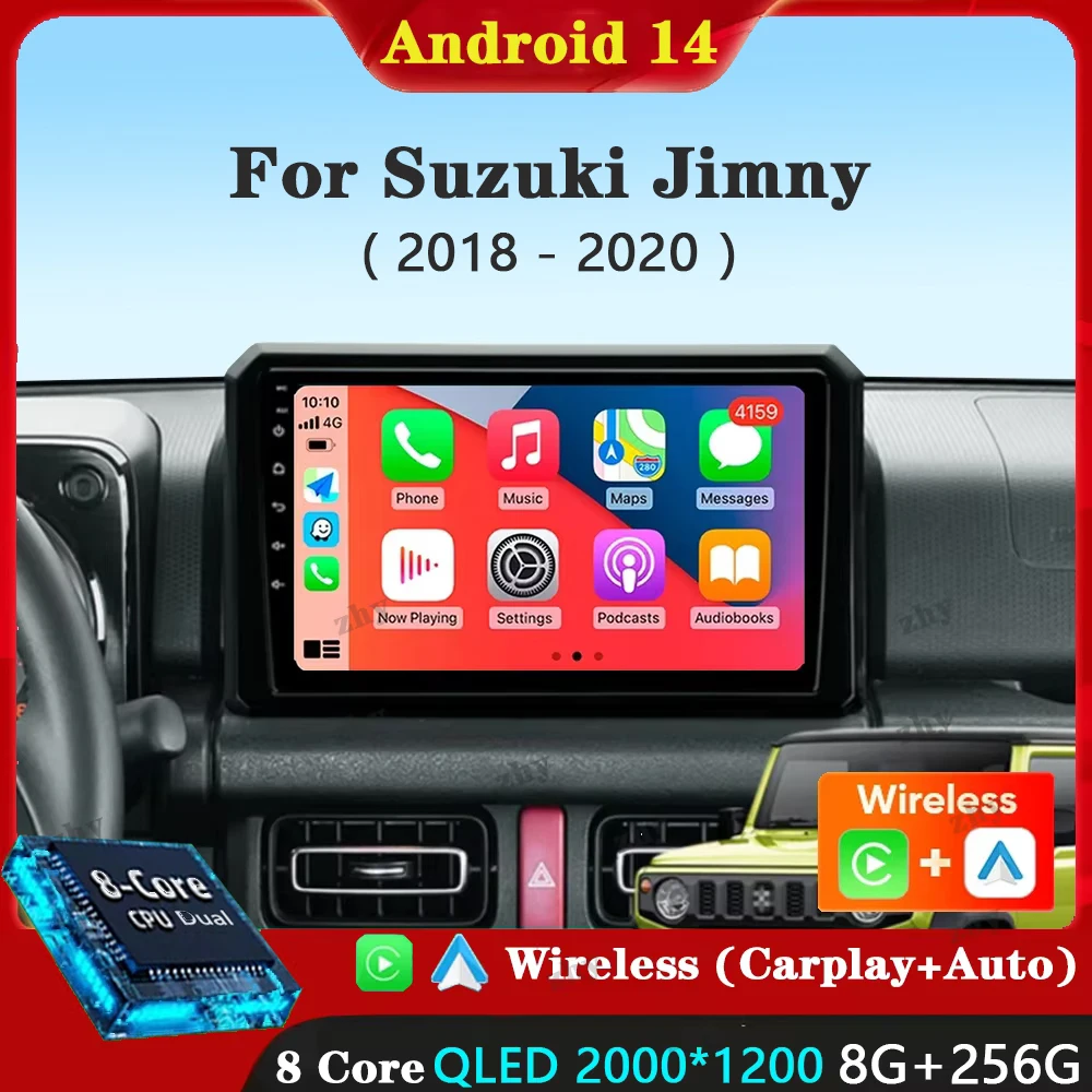 Android 14 Carplay Car Radio For Suzuki Jimny 2018 2019 2020 Navigation GPS Multimedia Player stereo BT DSP wifi+4G Auto 2 DIN