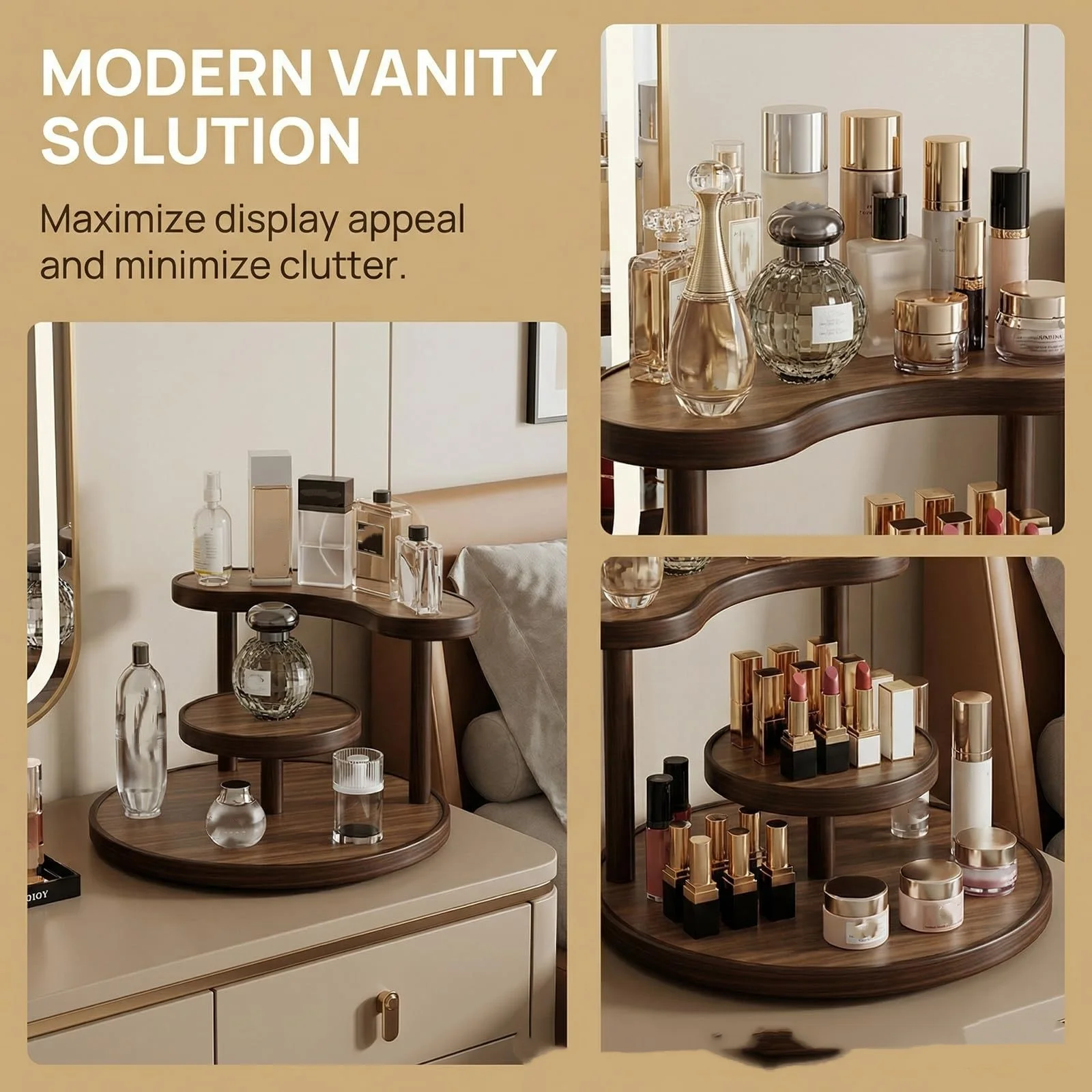 Wooden Perfume Storage Rack Multilayer Ladder Type Sanitary Ware and Toiletries Household Storage Rack