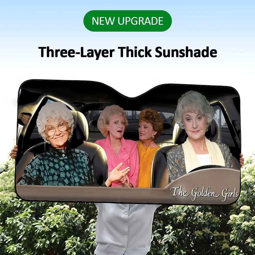 

Golden Sisters Driving Car SunShade Visor Reusable Aluminum Foil UV Protector Suction Cups Heat Three-layer Insulation