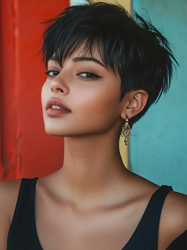 Joedir التخليص قصيرة عابث قطع مستقيم 100% خصلات الشعر المستعار الإنسان للنساء البرازيلي شعر ريمي كامل آلة صنع يوميا شعر مستعار أسود