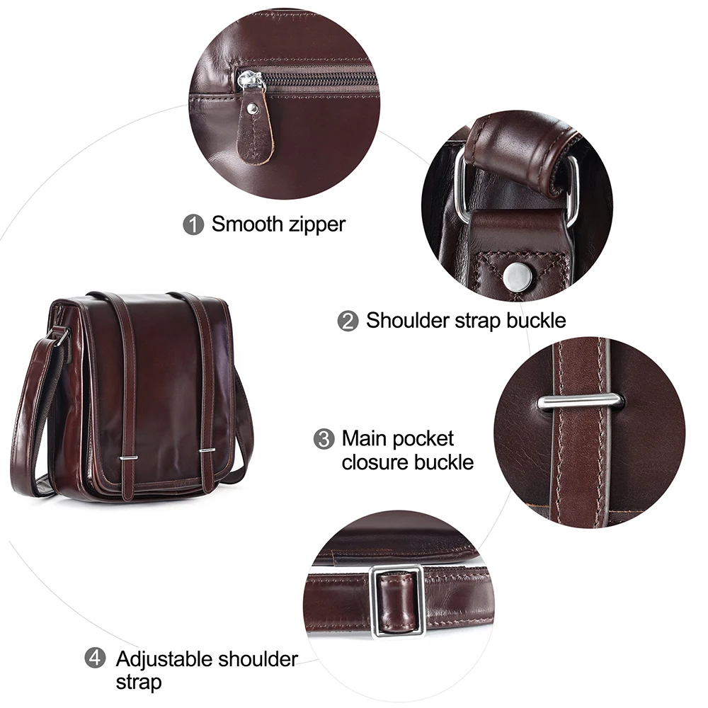Cap type men's leather layered crossbody bag street trendy messenger bag men's shoulder bag