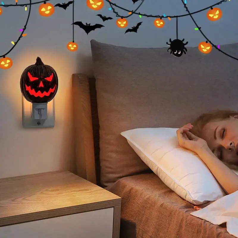 Cute Pumpkin Night Light para crianças, Scary Nightlight Nursery, Lâmpada LED, Bright Night Lights, Plug na parede