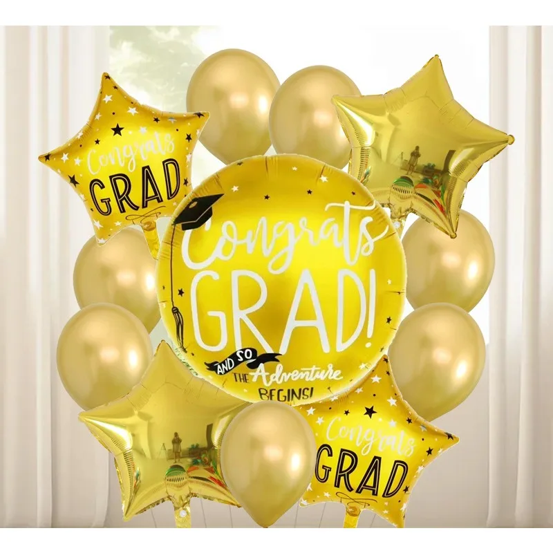 Disney Graduation Season Gold 12PCS Aluminum Foil Balloon Graduation Party Scene Decoration