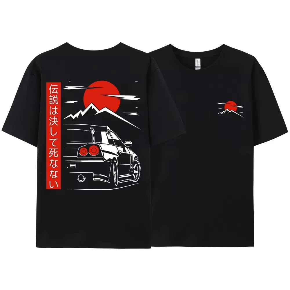 

2025 Japanese Style Car JDM Culture GTR Racing T Shirts Men Women Street Wear Original Design Oversized 100_ Cotton Couple