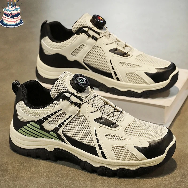 

Men's breathable casual sneakers summer soft sole non-slip outdoor running shoes classic Rotating shoelaces light sports shoes