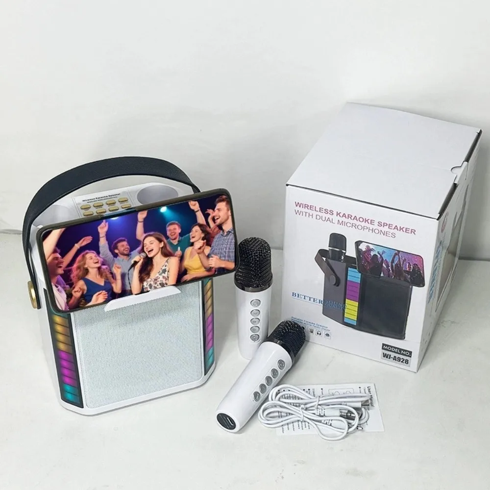

High-power Wireless Bluetooth Speakers Home Theatre Reverberation System Sound Box 3D Stereo with 2 Wireless Microphones