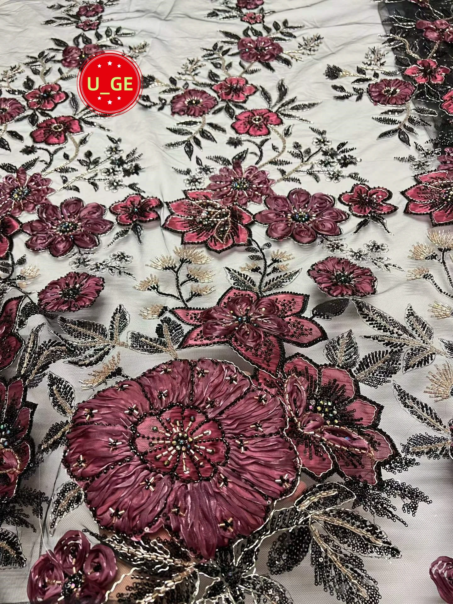 

2026 Ultra Delicate Soft Mesh Lace Fabric - Best Quality Elegant chiffon Lace with Stones for Party Evening DressU_Ge3981