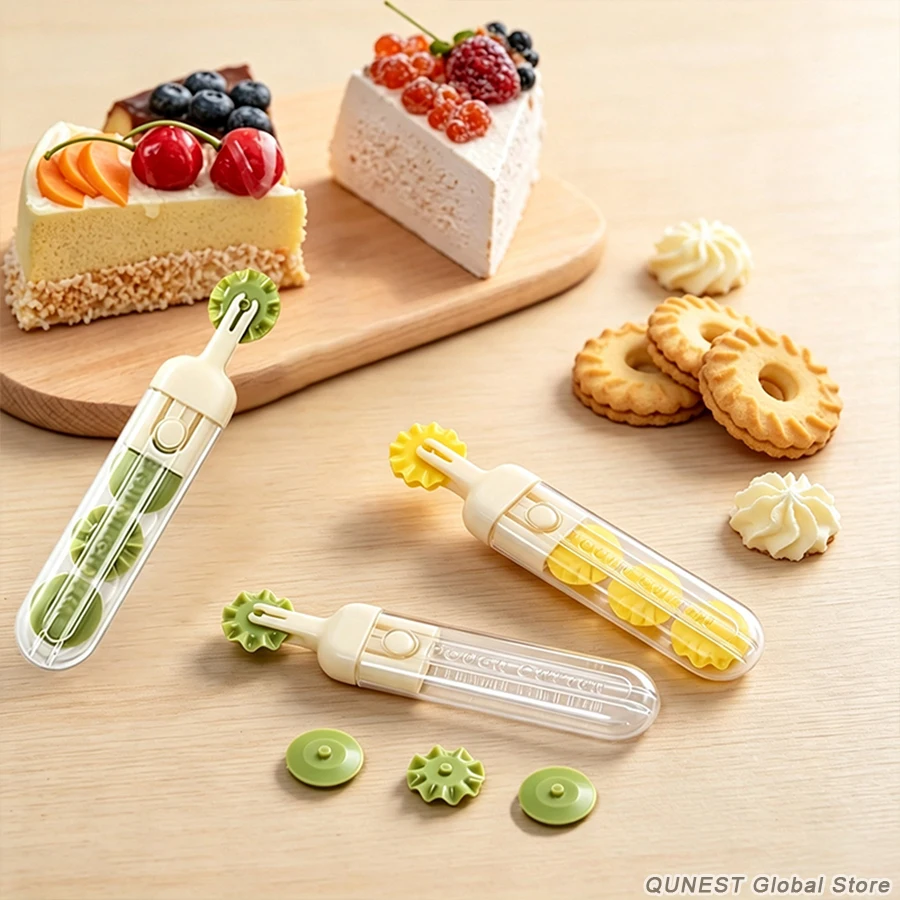 Detachable Replaceable Pizza Roller Cutter Serrated Flower Wheel Transparent Storage Tube Multi Blade Household Lace Slicer