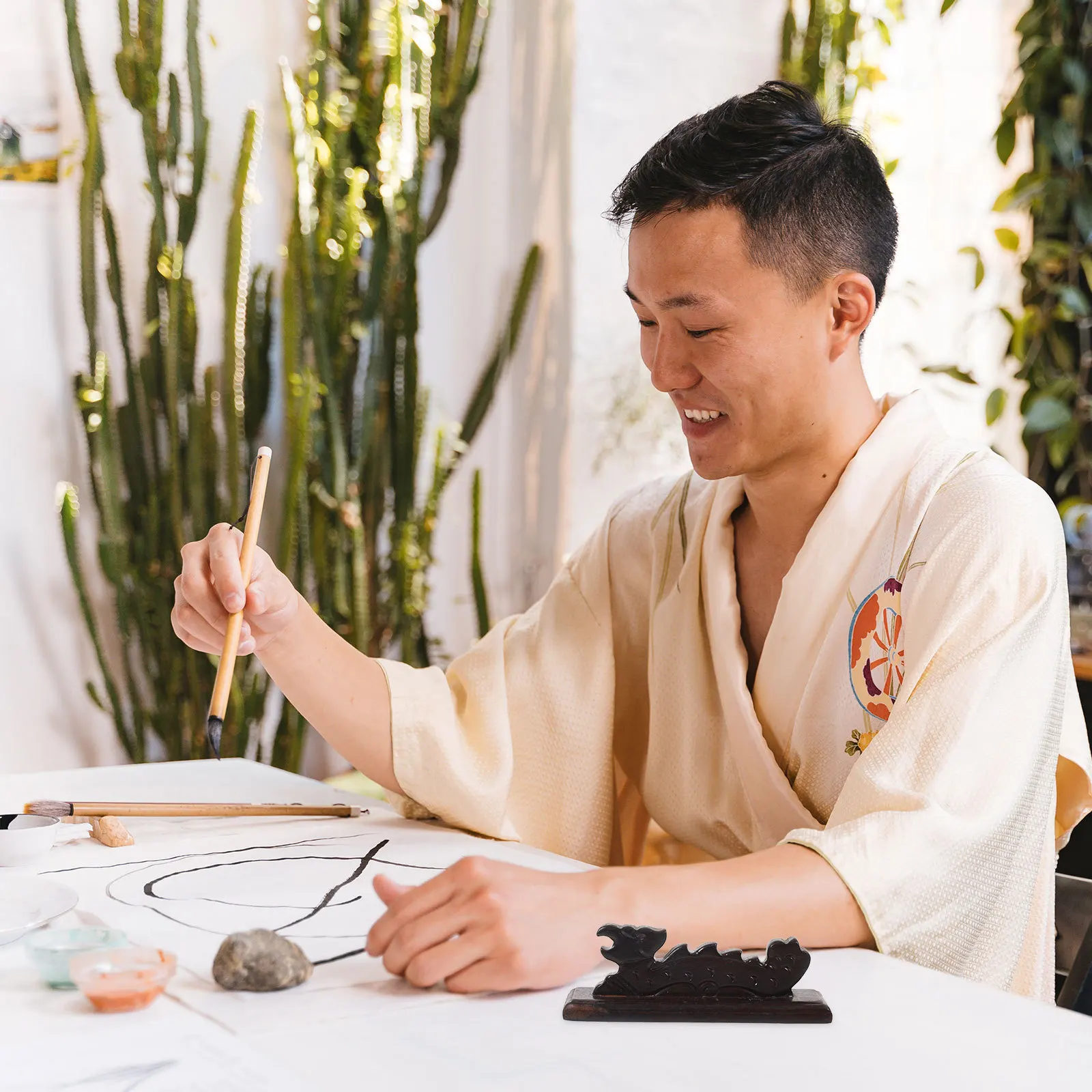 

Wood Pen Rack for Calligraphy and Painting Brush Rest Durable and Safe Long Term Use Ideal As Study Room Ornament Or Present