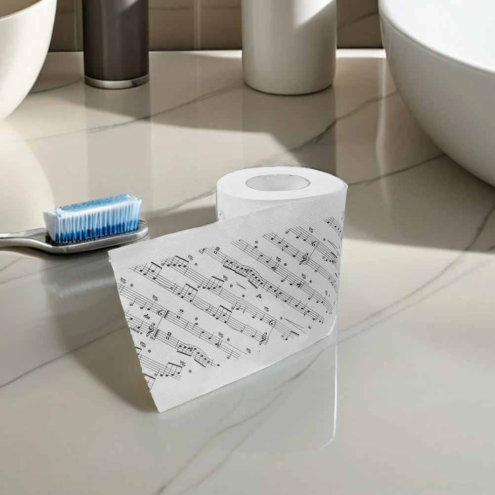

2pcs 2 Rolls Musical Toilet Paper Notes Printing Soft Tissue Bathroom Accessory Novelty Decor Creative Pattern Bulk Supply