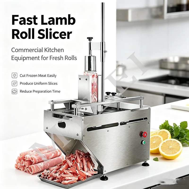 Commercial Stainless Steel Lamb Roll Bacon Slicer Cutting Machine Frozen Meat Slicing Machine