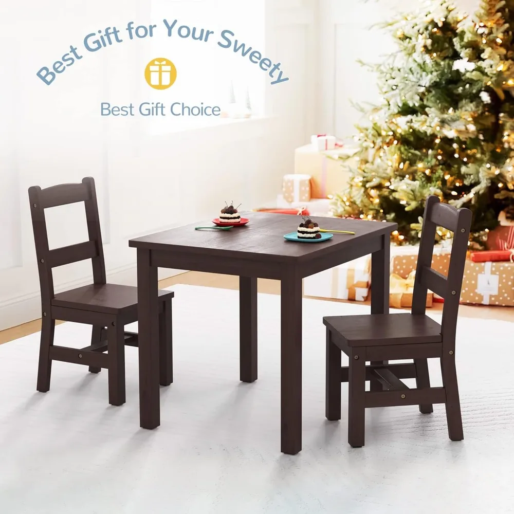 Kids Table and 2 Chair Set, Water Resistant Toddler Table and Chair Set, Non-Slip Pad and Waterfall Edge, Easy to Clean