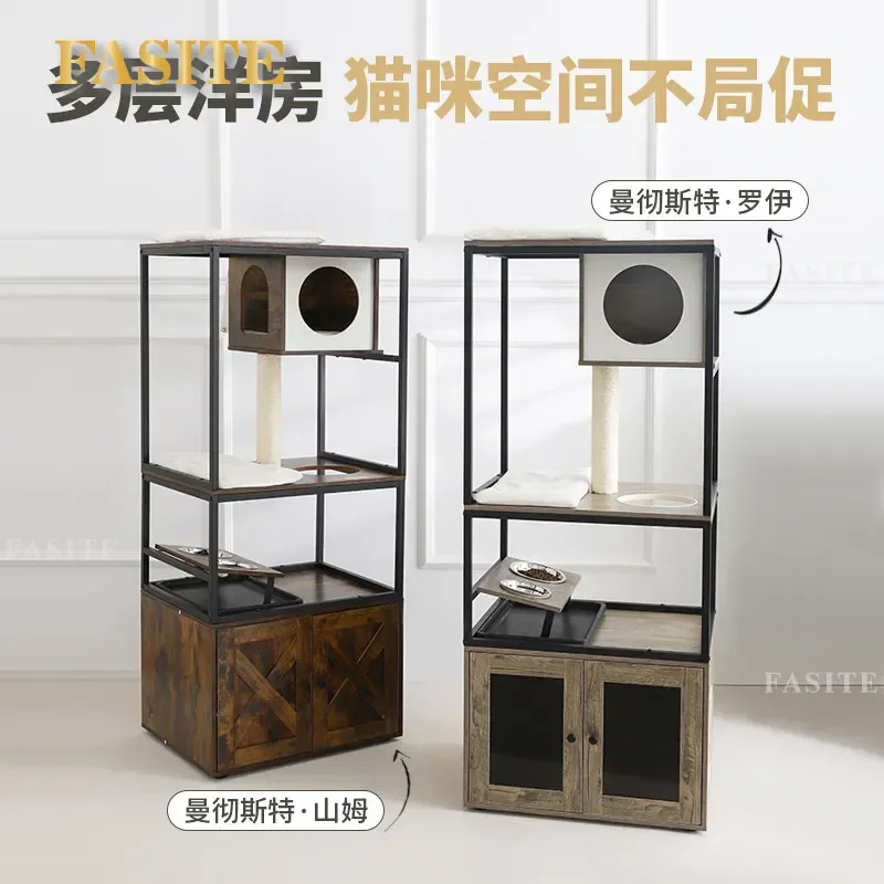 For Cat Climbing Frame Large Luxury Villa Integrated Cat Tree with Nest Scratching Post Shelf Four Seasons Universal