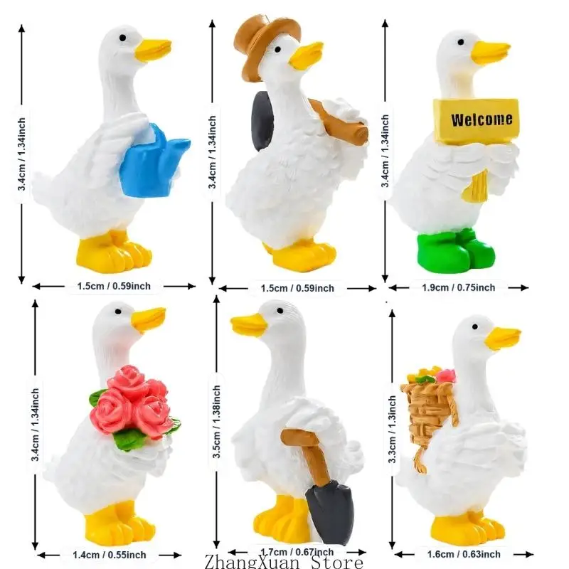 Mini-Entenfiguren, kleine Entenfiguren aus Kunstharz, Entenminiaturen für Schreibtisch-Displays, 3 x – Detail 6